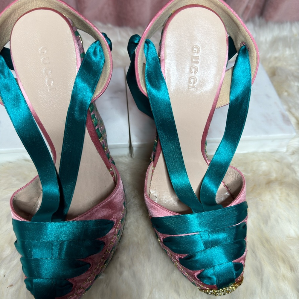 Gucci Satin Ribbon Espradille Wedge size 38 - Picture 7 of 11